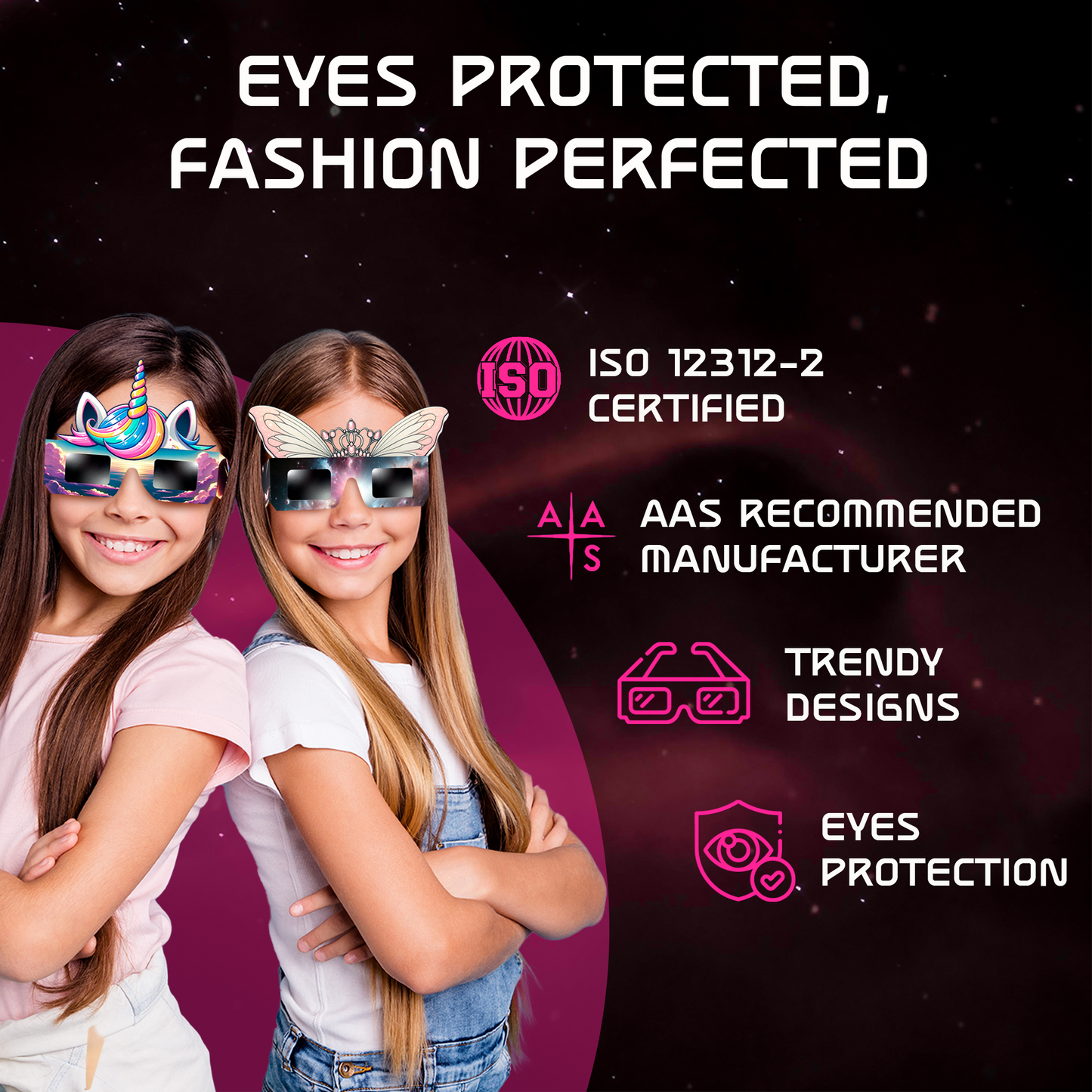 Solar Eclipse Glasses for Girls - 12 Pack