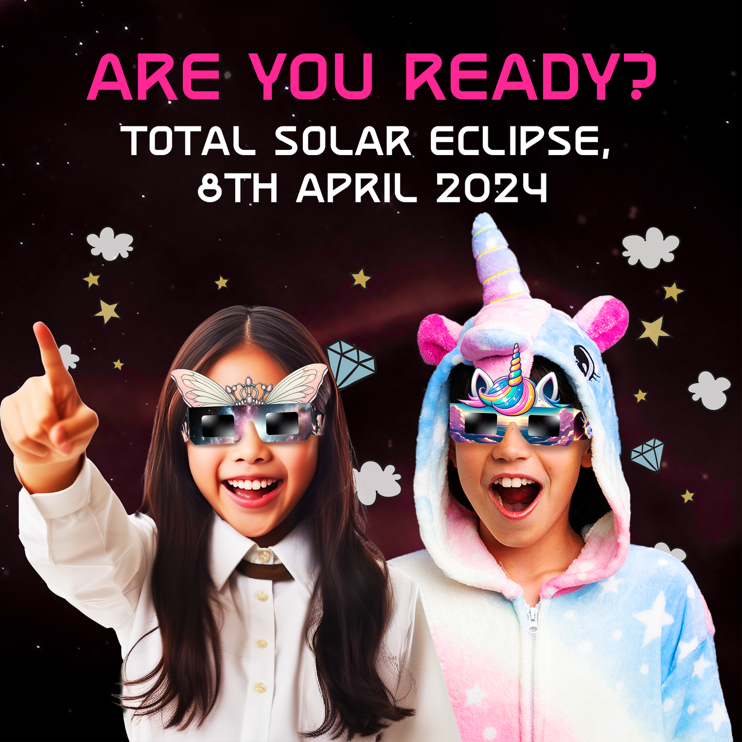 Solar Eclipse Glasses for Girls - 12 Pack