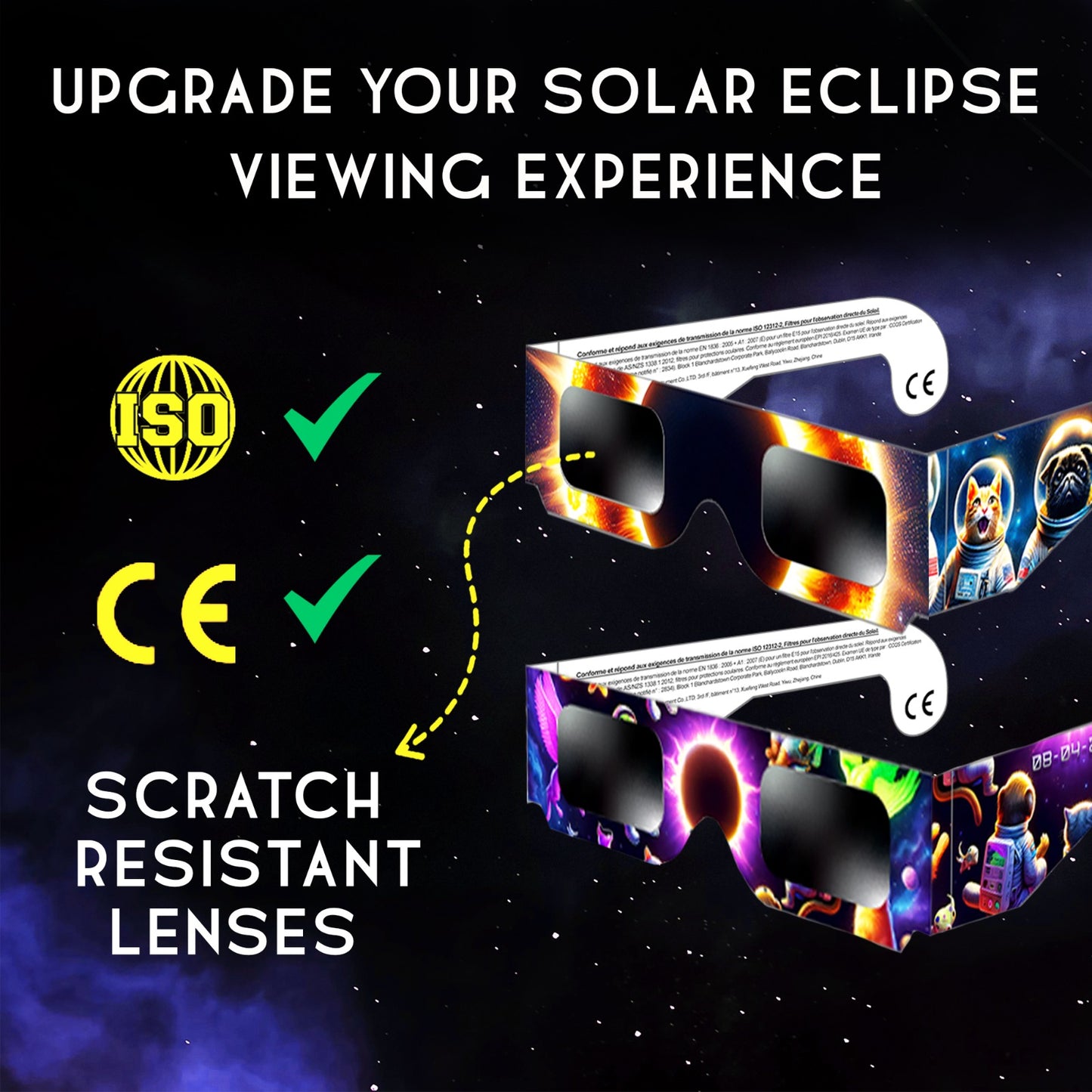 Solar Eclipse Glasses - Animals & Aliens - 12 Pack